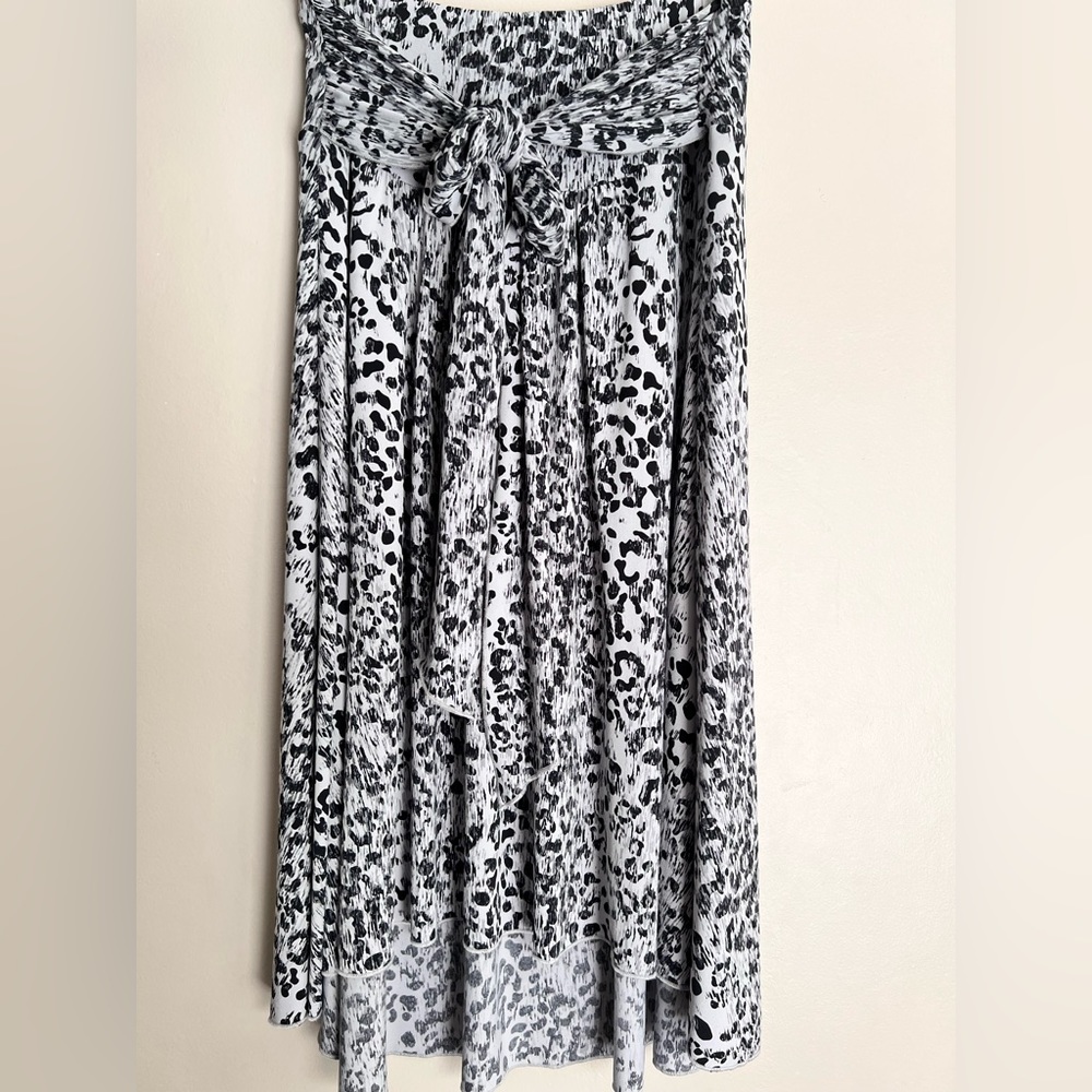 Leopard Print High Low MIDI Skirt